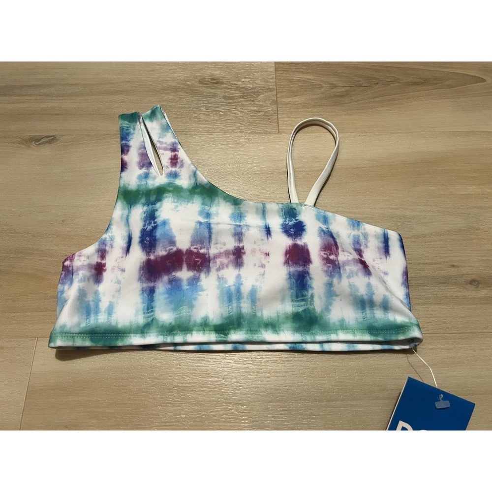 DSG Girls Asymmetric Swim Top Tide Dye Large‎ 50 UV Protection NWT
